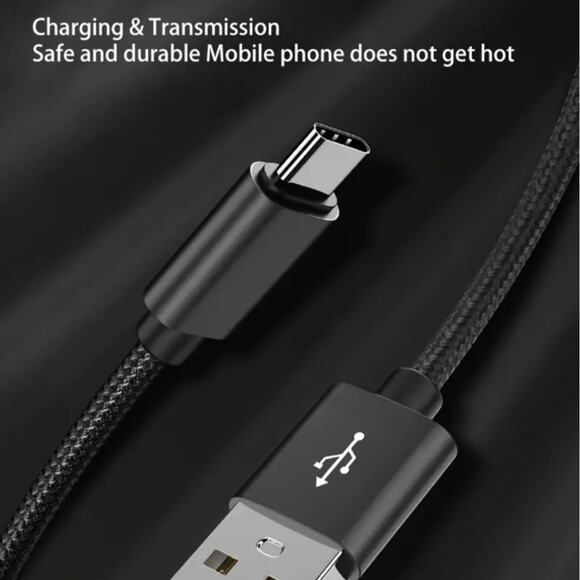 New Gold Nylon Braided USB to Type C Data Cable High Speed Transfer Safe Charge - Picture 4 of 6